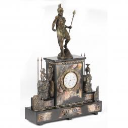 Интерьерные часы из яшмы с бронзой "Спартанец"