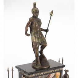 Интерьерные часы из яшмы с бронзой "Спартанец"