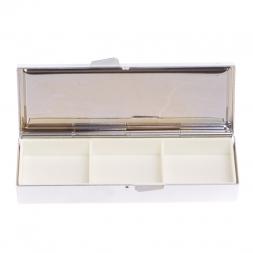 Таблетница на 3 отделения камень голубой апатит цвет серебро