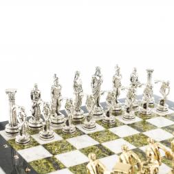 Шахматы "Олимпийские игры" доска 44х44 см мрамор змеевик фигуры металлические