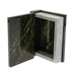 Шкатулка "Книжка" камень змеевик средняя 11x14x4 см