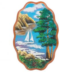 Картина с рисунком из камня "Парусник" 29х19 см