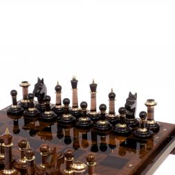 Шахматы из камня обсидиан &amp;quot;Классические&amp;quot; доска 40х40 см