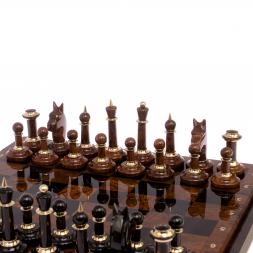 Шахматы из камня обсидиан &amp;quot;Классические&amp;quot; доска 40х40 см