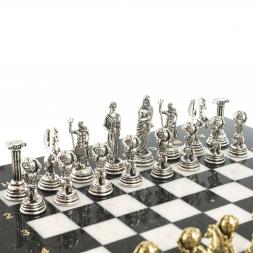 Шахматы "Атлас" доска 28х28 см из камня мрамор