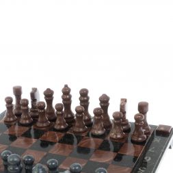 Шахматы с гравировкой "Турнирные" из лемезита 36х36 см